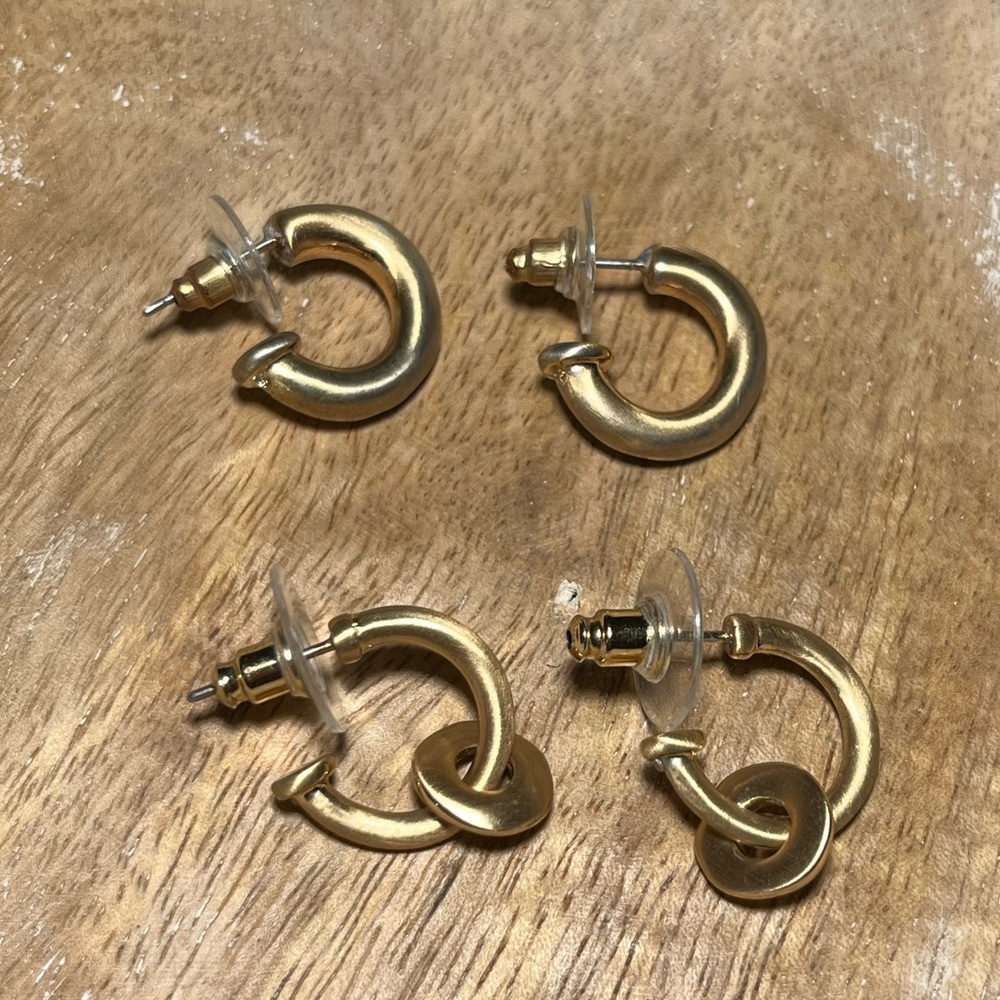 Gold Tone Half Hoop Earrings